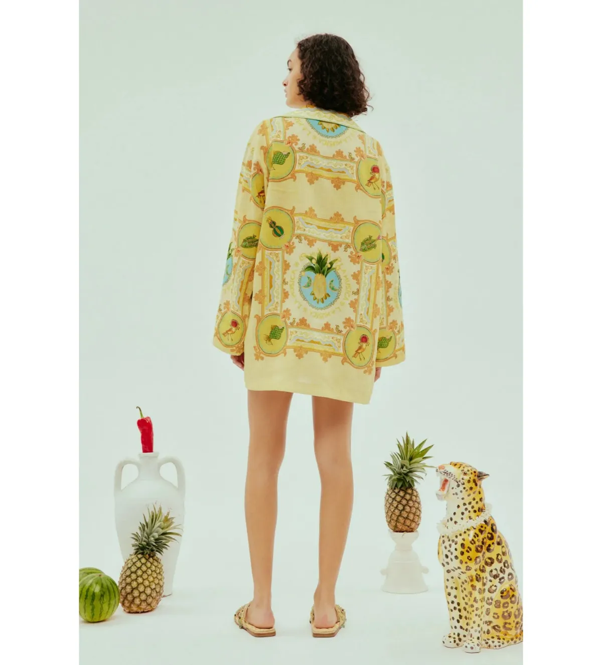 Alémais La Musica Tunic Dress Yellow Print Size AU 14 - Image 5