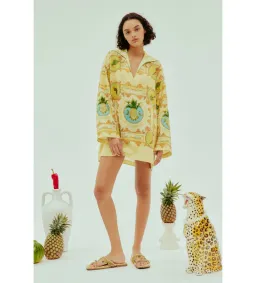 Alémais La Musica Tunic Dress Yellow Print Size AU 14 for rent on The Volte - image 1