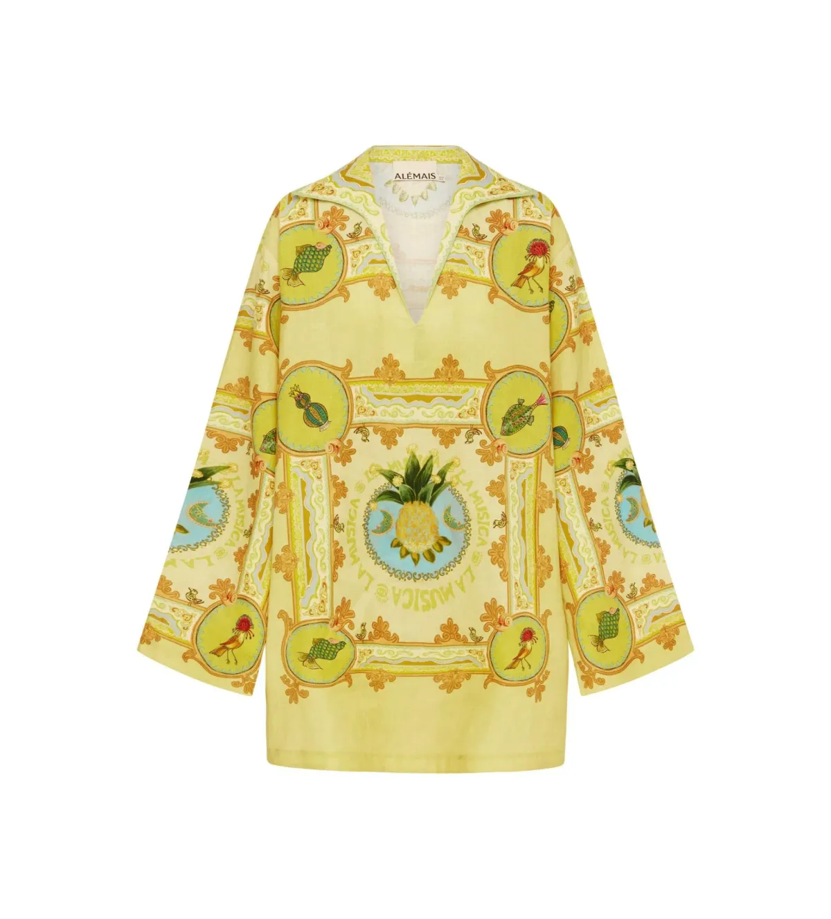Alémais La Musica Tunic Dress Yellow Print Size AU 16 - Image 6