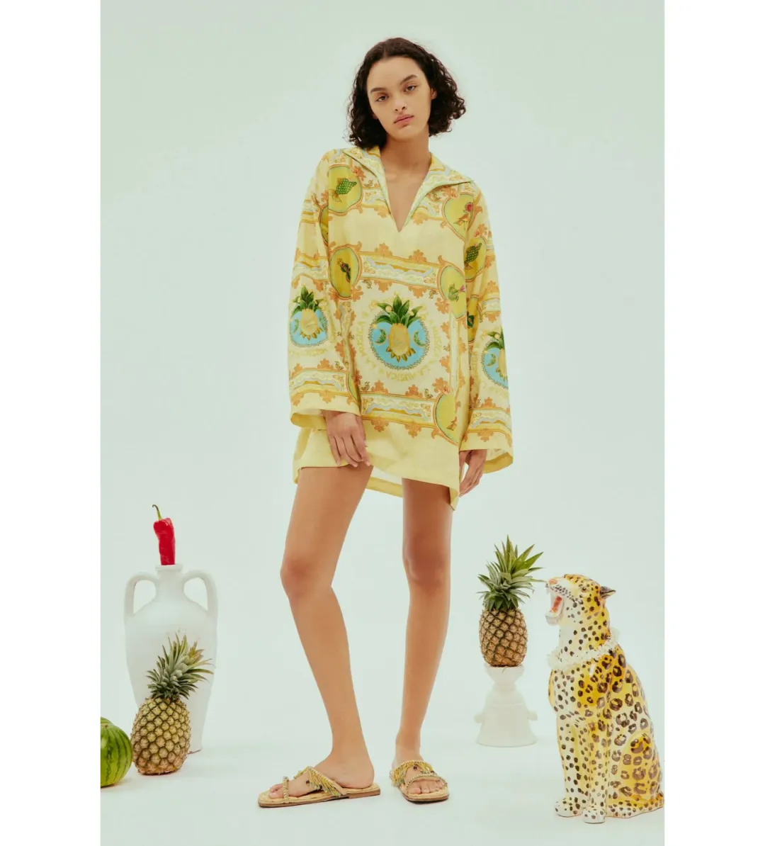 Alémais La Musica Tunic Dress Yellow Print Size AU 16 for rent on The Volte - main image