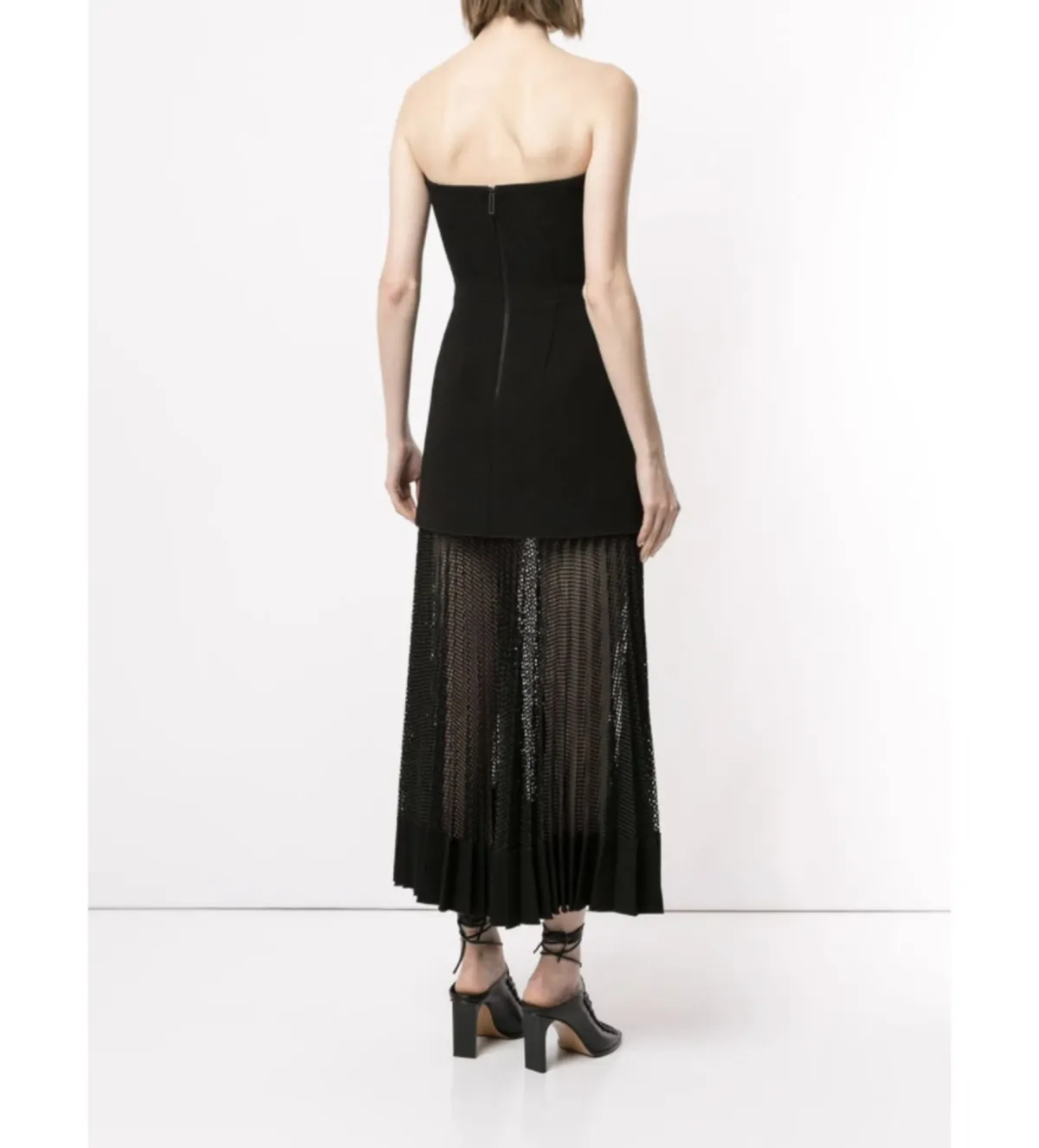 Dion Lee Net Pleat Strapless Dress Black Size AU 10 - Image 3
