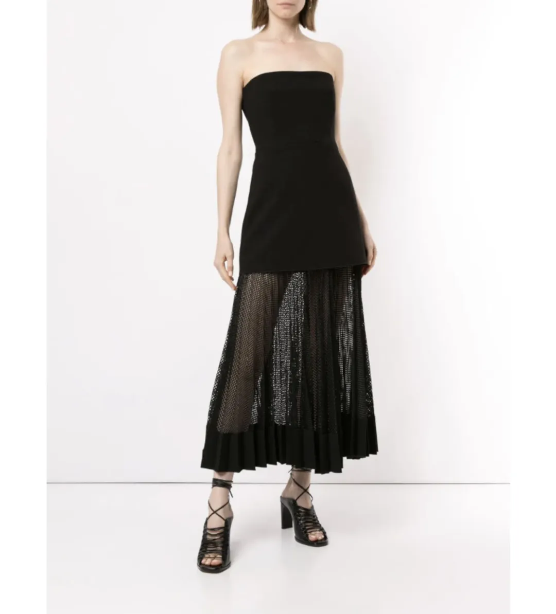 Dion Lee Net Pleat Strapless Dress Black Size AU 10 for rent on The Volte - main image