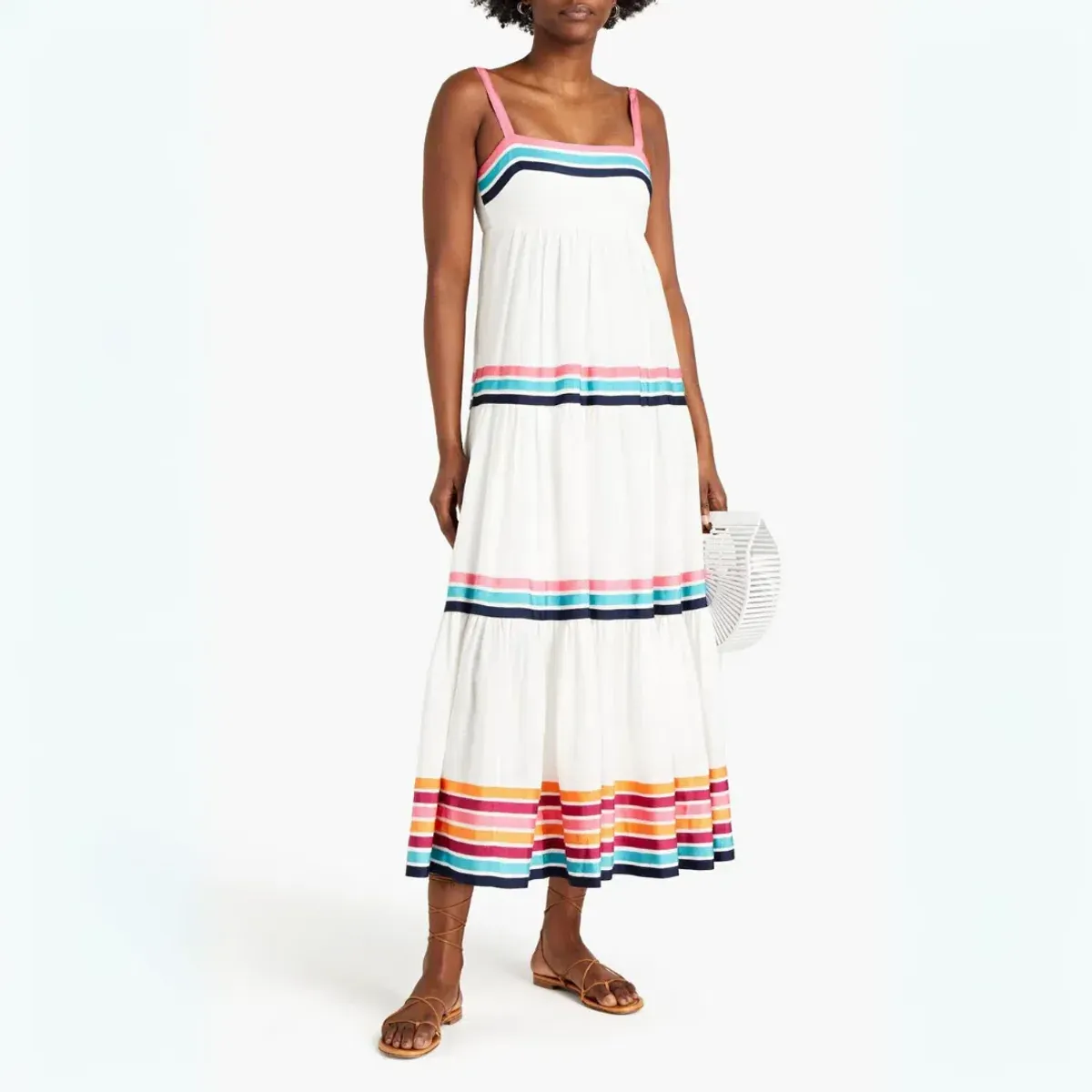 Zimmermann Lulu Tiered Ribbon Dress Stripe Size 0 / AU 8 for rent on The Volte - main image