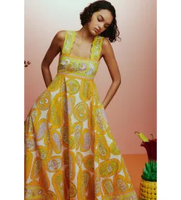 Alemais Diana Summer Dress Yellow Floral Size AU 10 for rent on The Volte - image 5