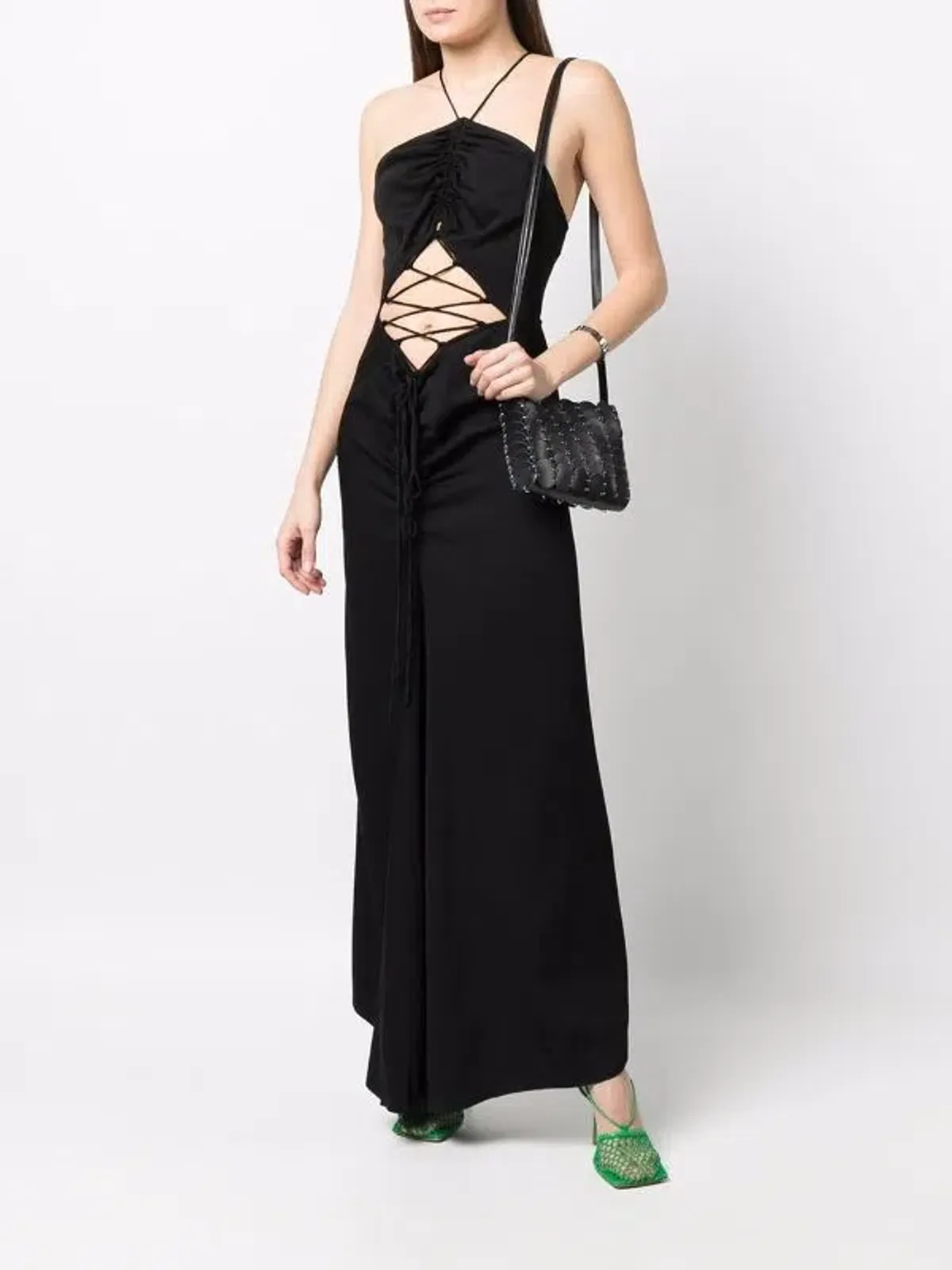 Christopher Esber Lattice Waist Tie Dress Black Size 6 - Image 1