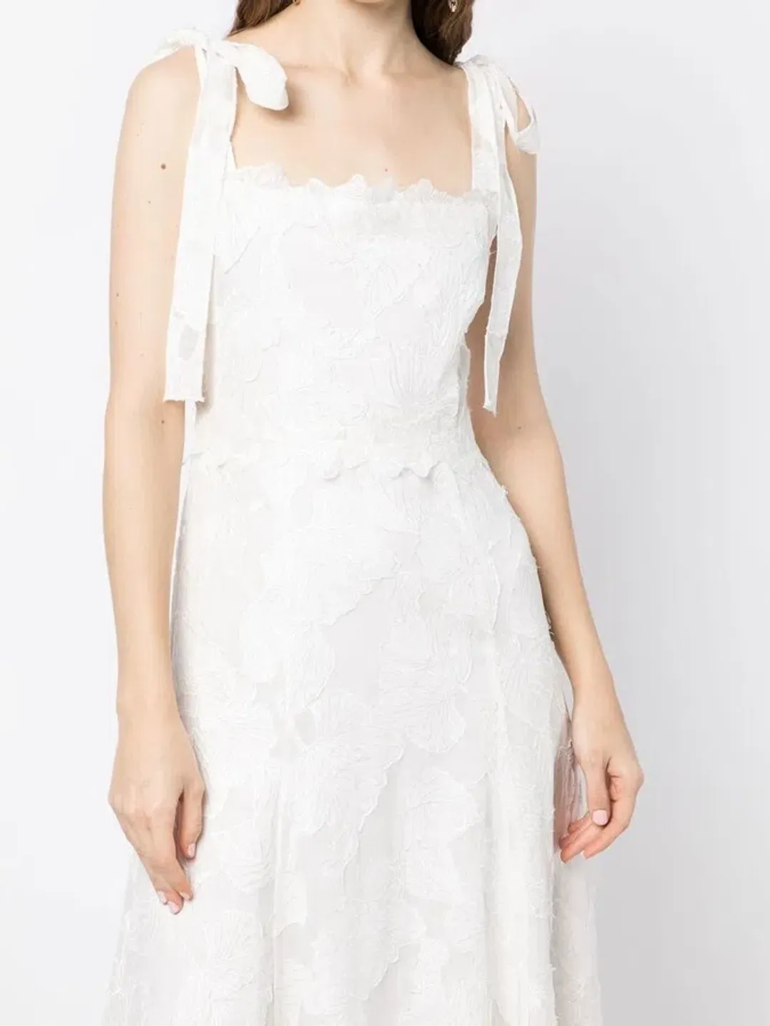 Rachel Gilbert Emilia Floral Lace Maxi Dress Ivory Size 12 for rent on The Volte - main image