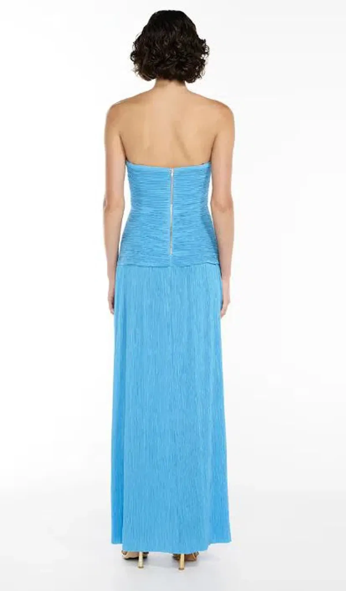 Manning Cartell Double Time Pleat Strapless Dress in Cerulean Blue Size 6 - Image 3