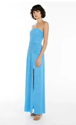 Manning Cartell Double Time Pleat Strapless Dress in Cerulean Blue Size 8 for rent on The Volte - image 2