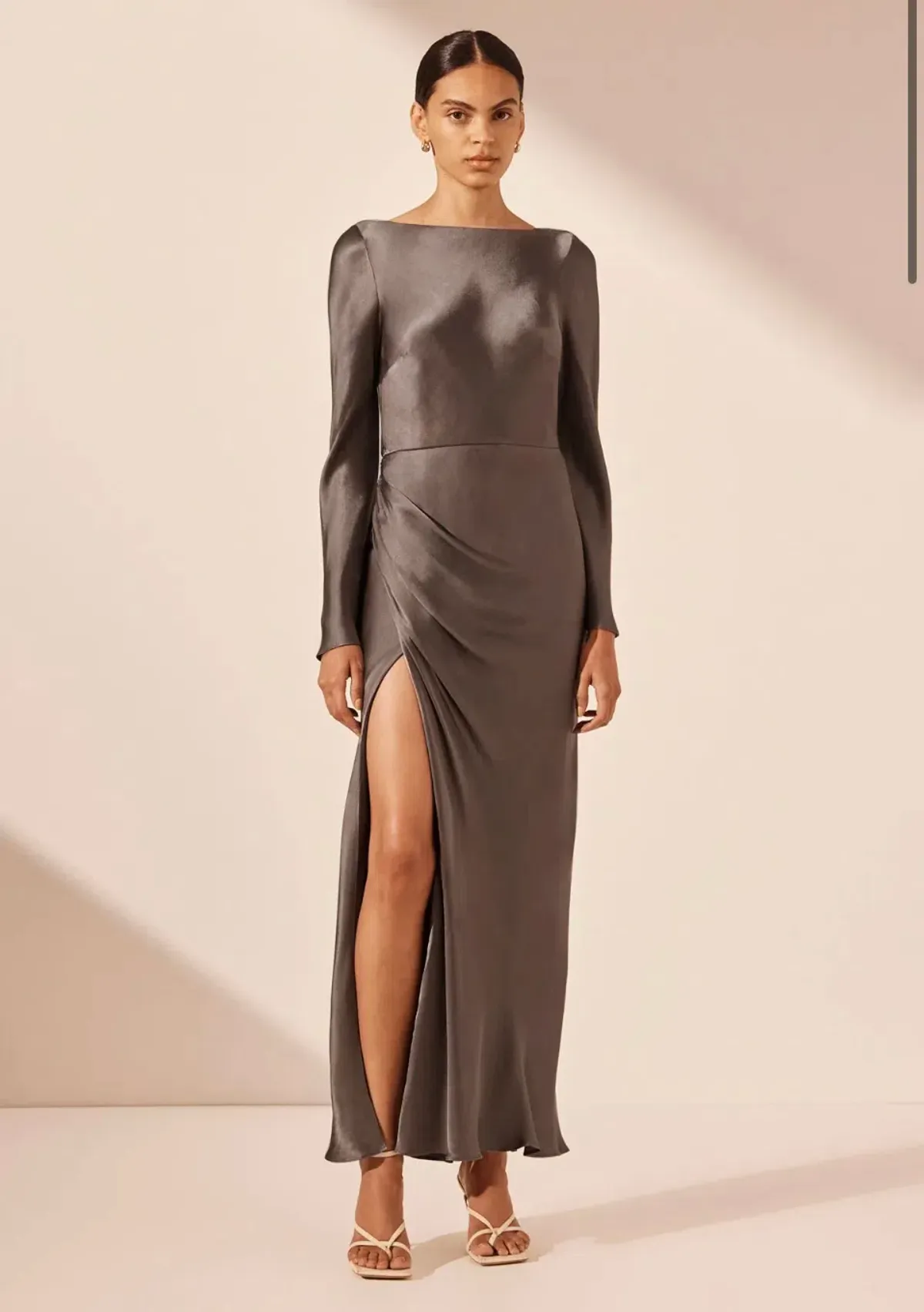 Shona Joy La Lune Flared Sleeve Side Split Midi Dress - Graphite Grey size 8 - Image 1