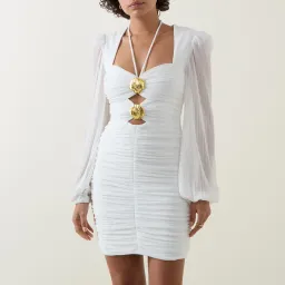Rebecca Vallance Guinevere Gathered Woven Mini Dress White Size 6 for rent on The Volte - image 5