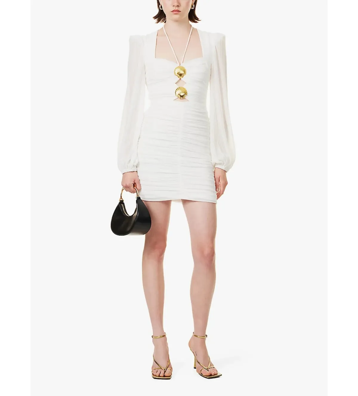 Rebecca Vallance Guinevere Gathered Woven Mini Dress White Size 6 - Image 2