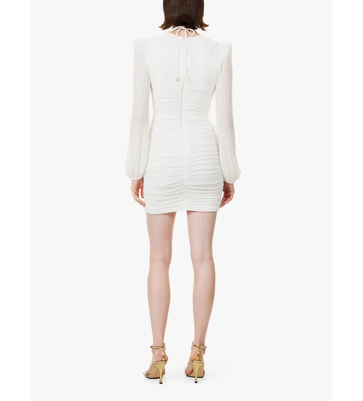 Rebecca Vallance Guinevere Gathered Woven Mini Dress White Size 12 - Image 4