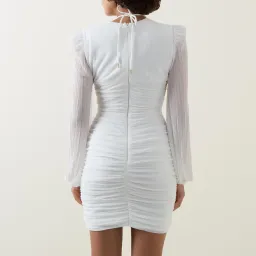 Rebecca Vallance Guinevere Gathered Woven Mini Dress White Size 12 for rent on The Volte - image 5