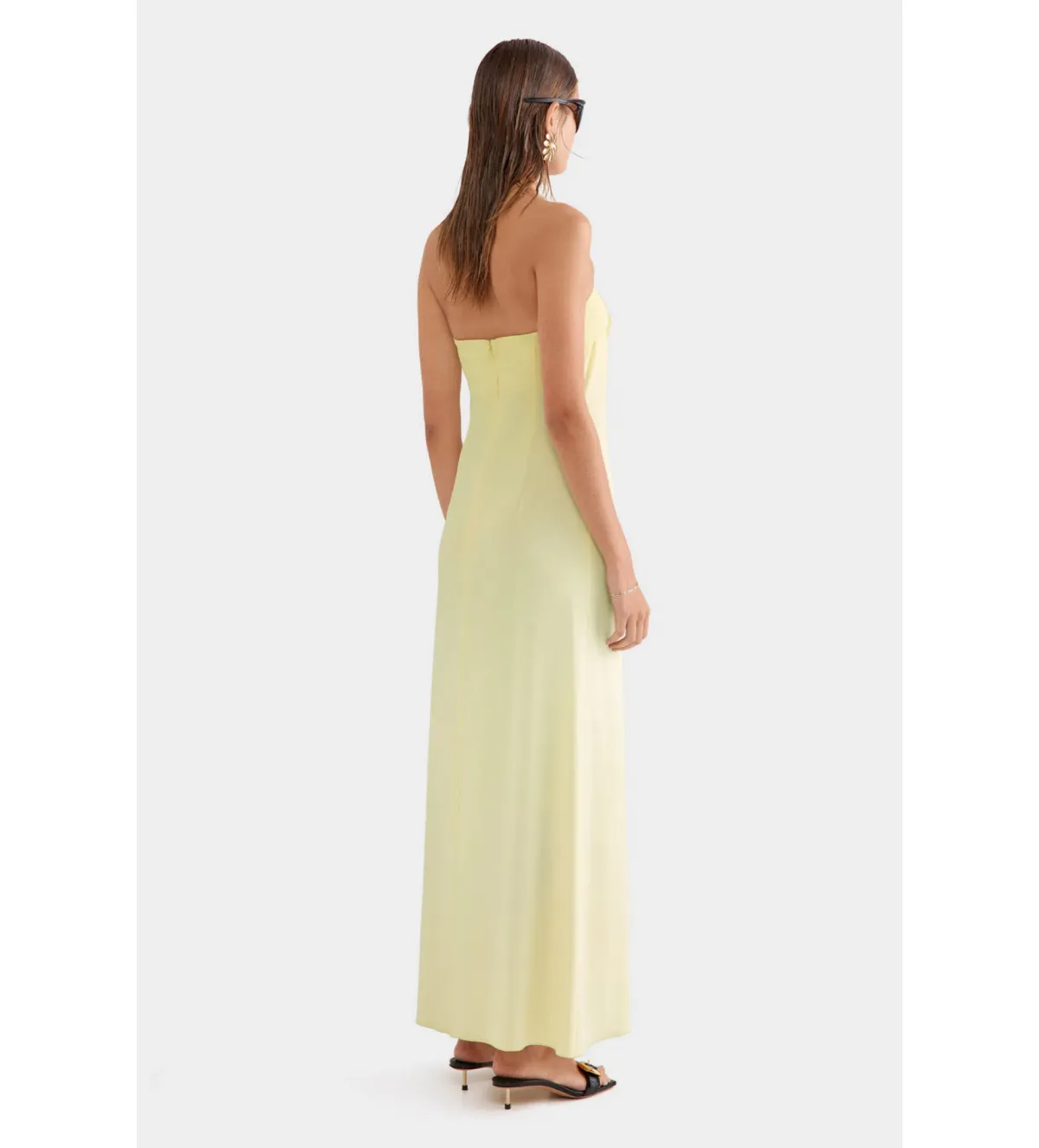 Venroy Beaded Strapless Maxi Dress Pastel Yellow Size 6 - Image 3