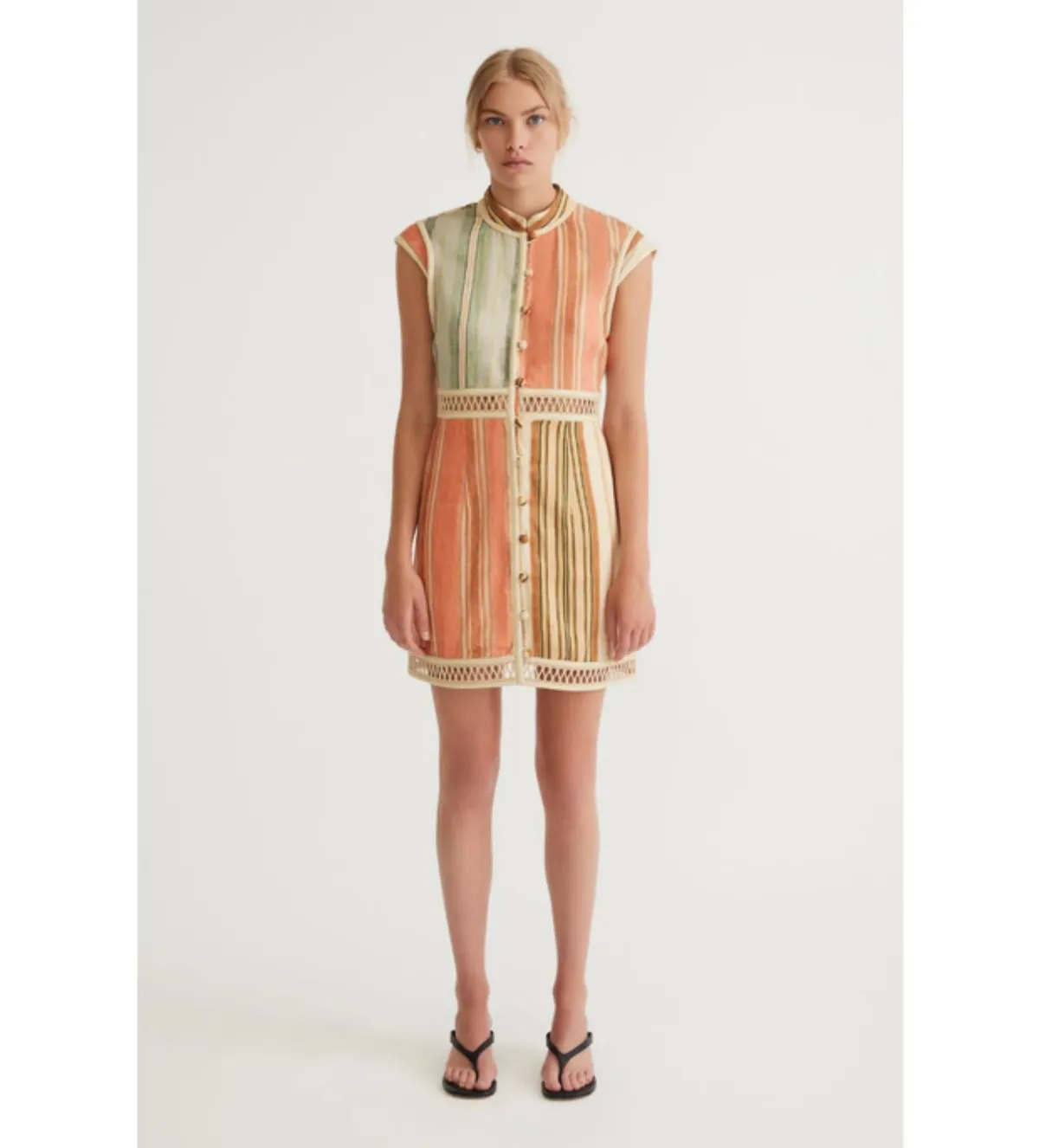 Antipodean Laude Panelled Mini Dress Multi Size 8 for rent on The Volte - main image