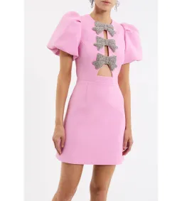Rebecca Vallance Juliana Puff Sleeve Mini Dress Pink Size AU 12 for rent on The Volte - image 3