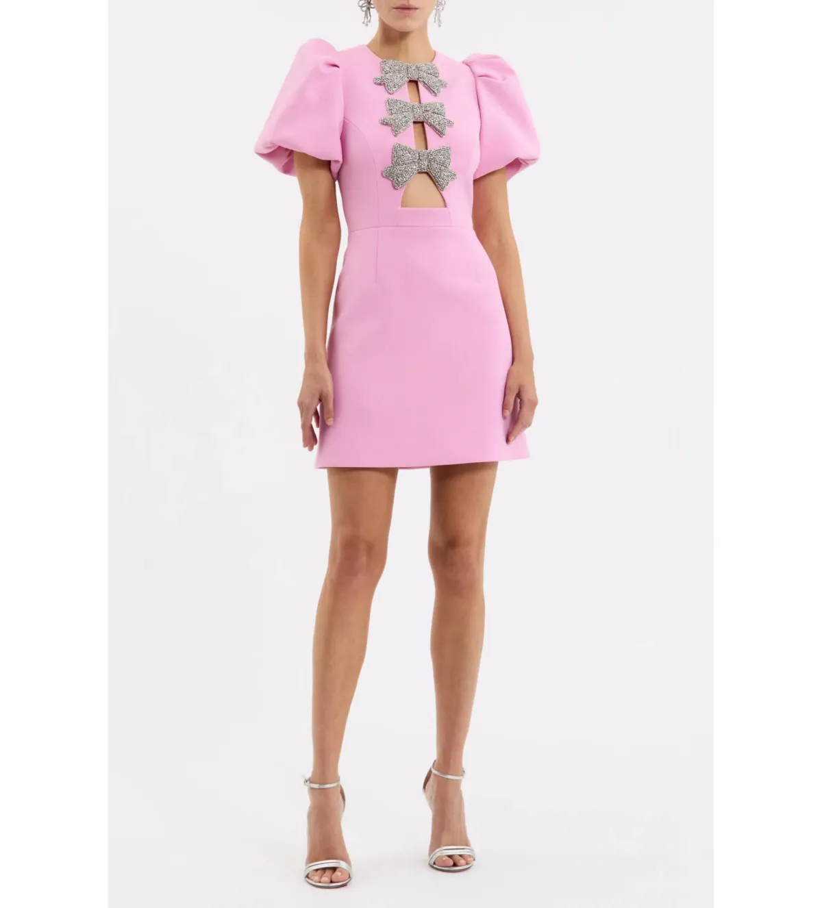 Rebecca Vallance Juliana Puff Sleeve Mini Dress Pink Size AU 12 for rent on The Volte - main image