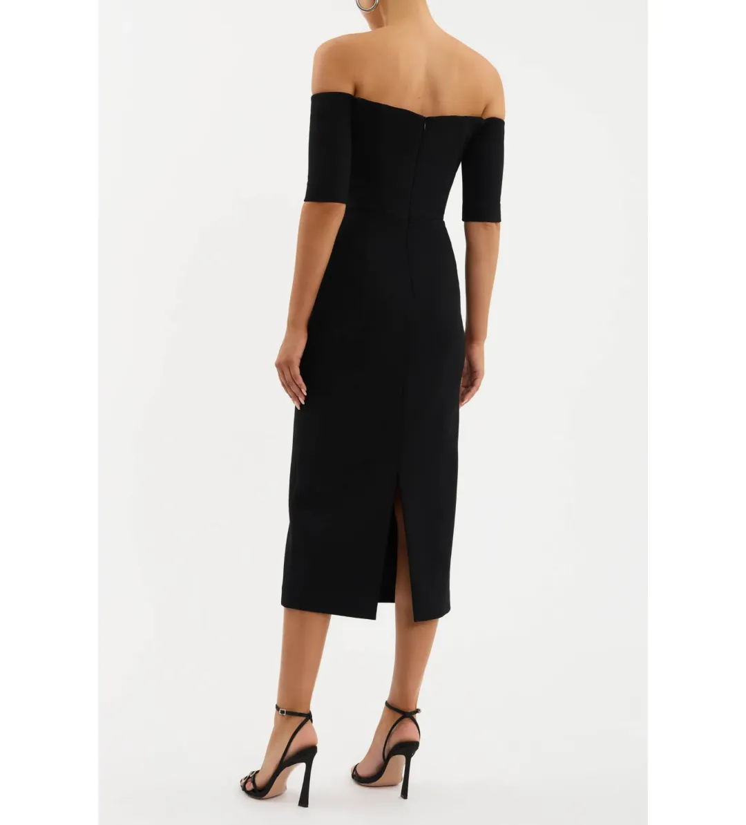 Rebecca Vallance Rhosen Off The Shoulder Midi Dress Black Size AU 8 for rent on The Volte - main image