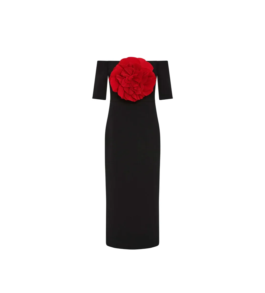 Rebecca Vallance Rhosen Off The Shoulder Midi Dress Black Size AU 8 for rent on The Volte - main image