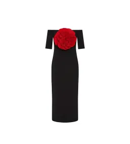 Rebecca Vallance Rhosen Off The Shoulder Midi Dress Black Size AU 8 for rent on The Volte - image 5