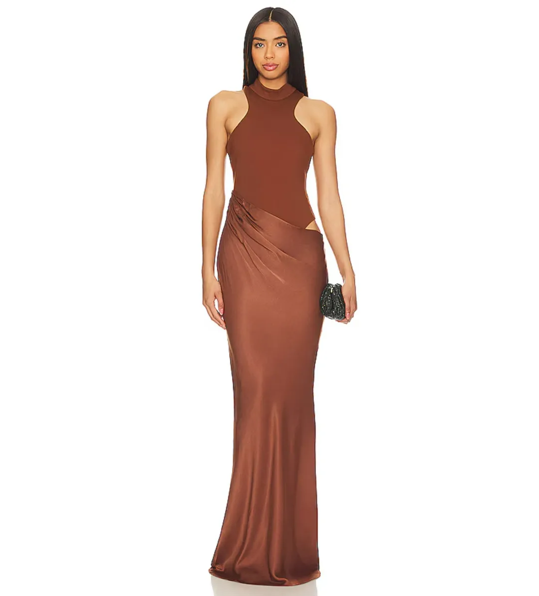 Camila Coelho Estrella Maxi Dress Nutshell Brown Size XS / AU 6 for rent on The Volte - main image