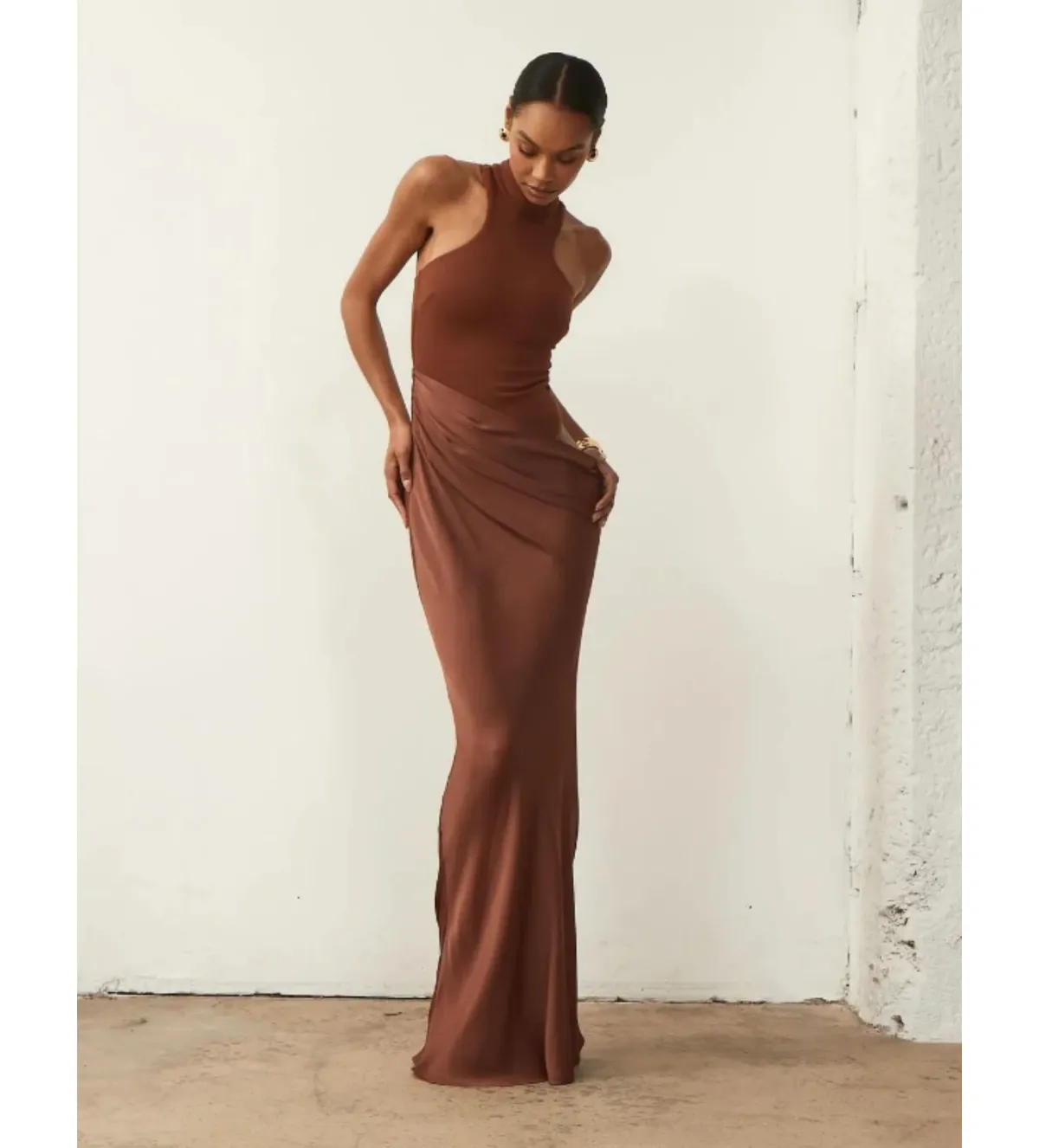 Camila Coelho Estrella Maxi Dress Nutshell Brown Size XS / AU 6 - Image 1