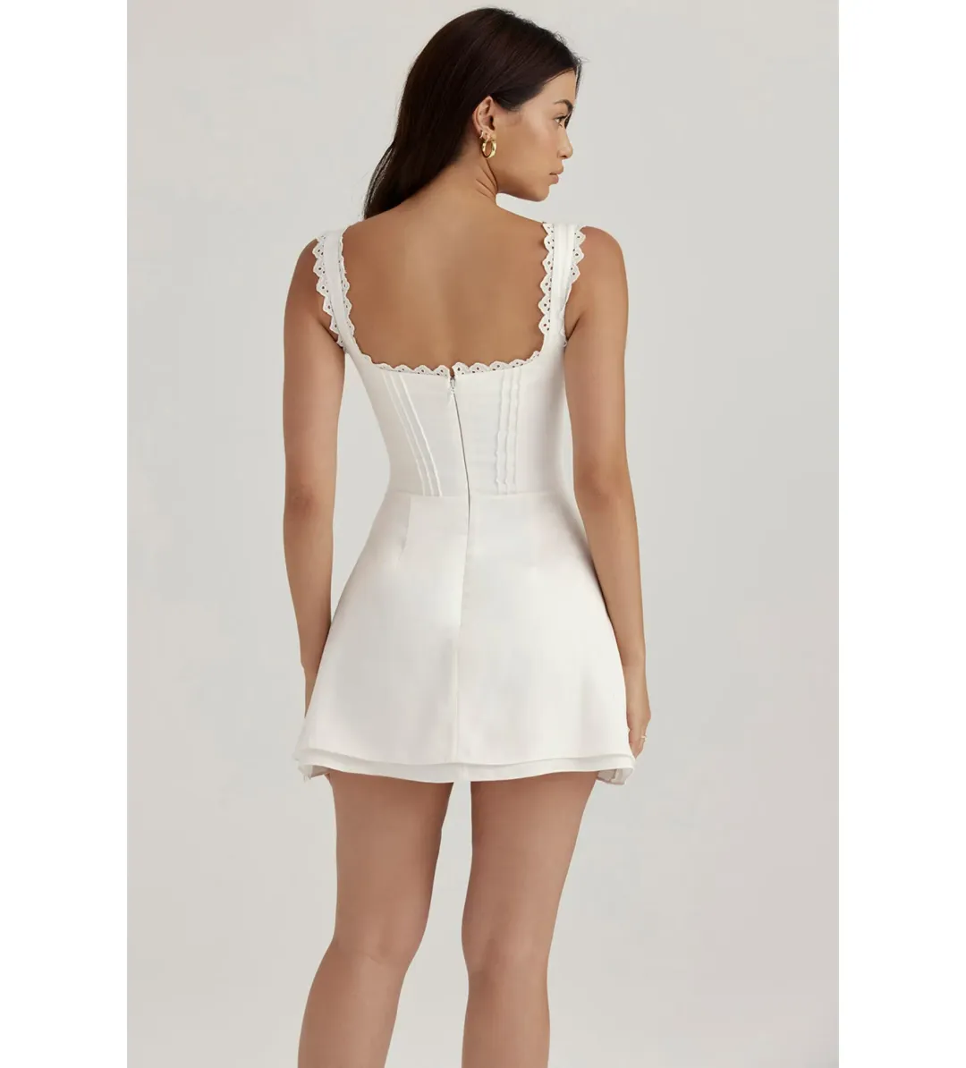 House Of CB Tilly Pin Tuck Mini Dress White Size XS / AU 6 for rent on The Volte - main image