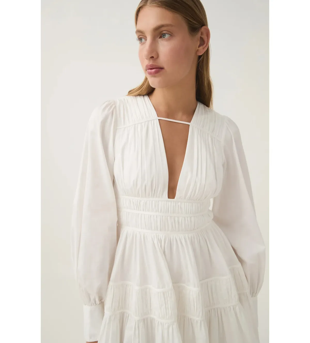 Aje Fallingwater Ruched Mini Dress in Ivory Size AU 14 - Image 2