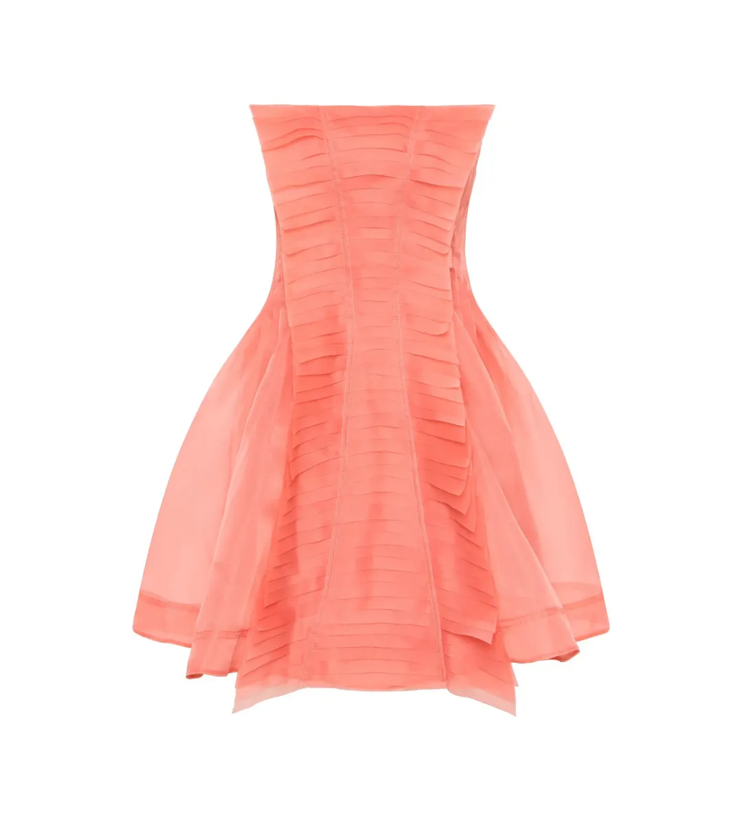 Aje Astrid Strapless Mini Dress Washed Coral Size AU 8 for rent on The Volte - main image