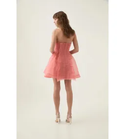 Aje Astrid Strapless Mini Dress Washed Coral Size AU 8 for rent on The Volte - image 4