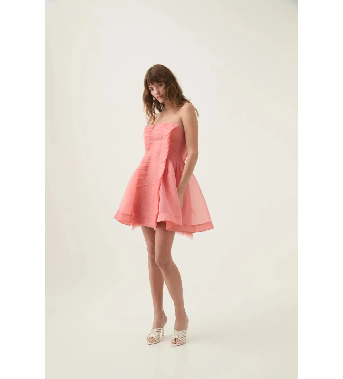 Aje Astrid Strapless Mini Dress Washed Coral Size AU 12 - Image 4