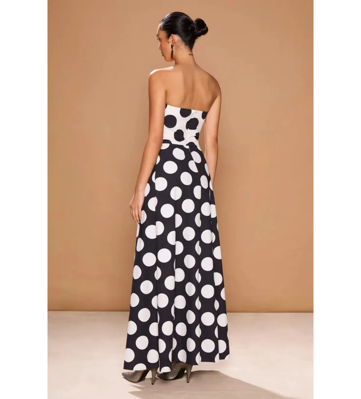 Sonya Moda Sonja Milano Polka Dot Dress Maxi Black Size AU 12 - Image 3