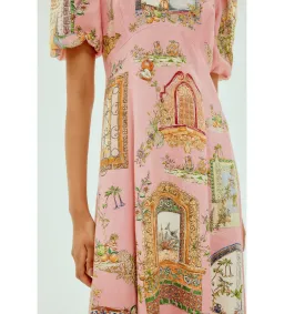 Alemais Monte Midi Dress Pink Print Size AU 16 for rent on The Volte - image 2