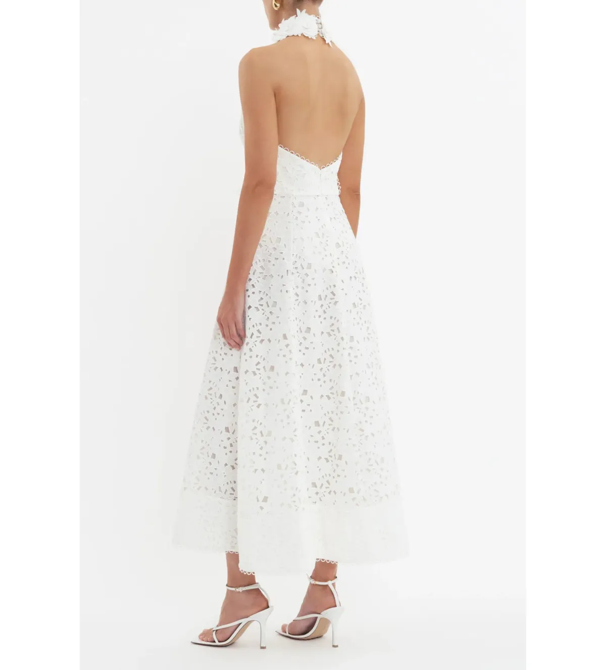 Rebecca Vallance Nuvola Halter Midi Dress in Ivory Size AU 8 - Image 6