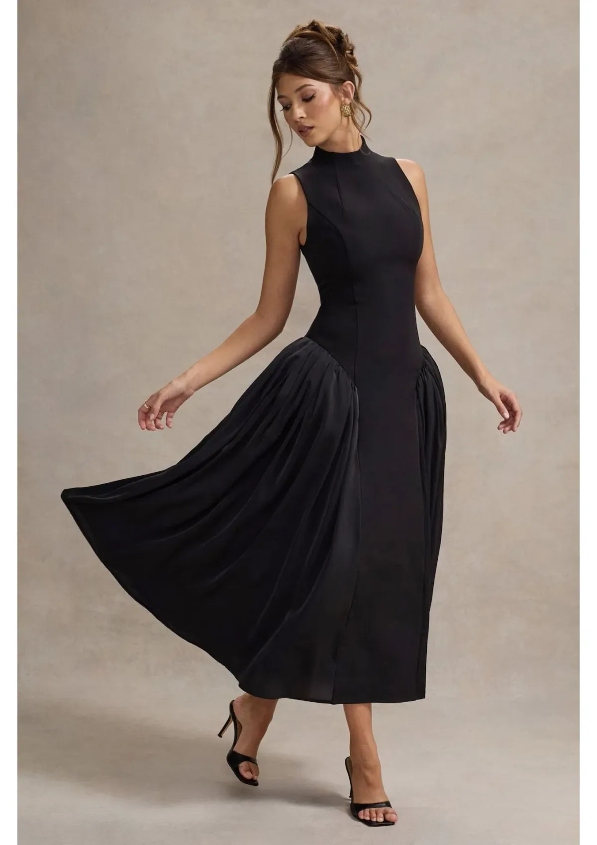 Club L London Napoli High Neck Midi Dress Black Size 10 - Image 1