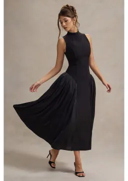 Club L London Napoli High Neck Midi Dress Black Size 10 for rent on The Volte - image 1