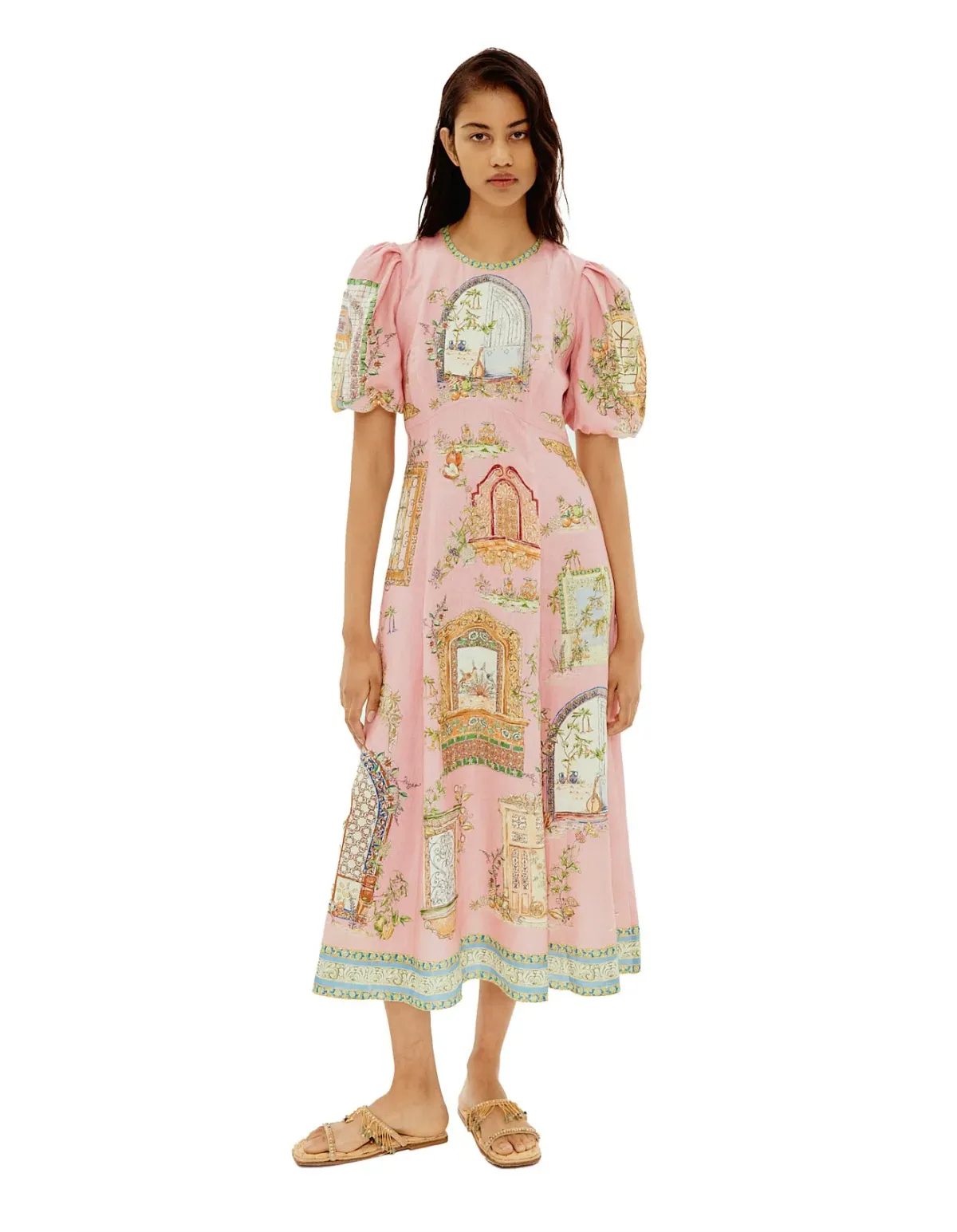 Alemais Monte Midi Dress Pink Size 8 - Image 1