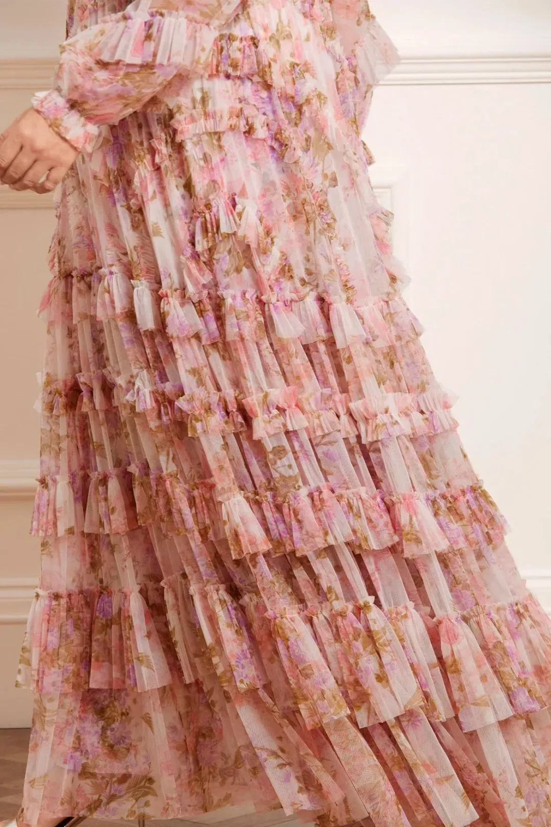 Needle and Thread Darling Meadow Ruffle Gown in Pink / Multi Size 20 for rent on The Volte - main image