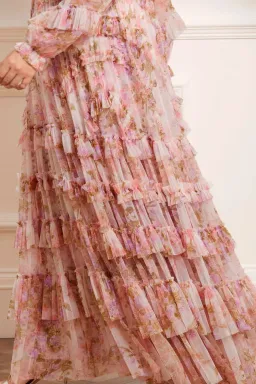 Needle and Thread Darling Meadow Ruffle Gown in Pink / Multi Size 20 for rent on The Volte - image 6