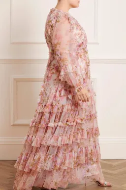 Needle and Thread Darling Meadow Ruffle Gown in Pink / Multi Size 20 for rent on The Volte - image 5