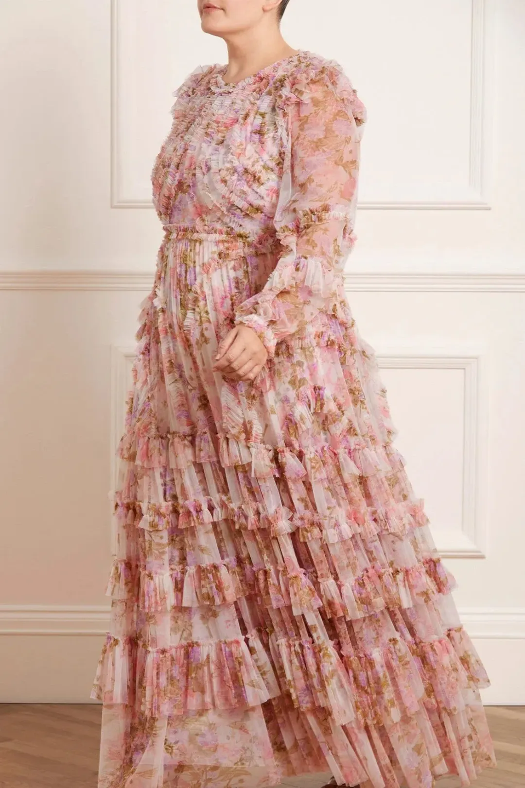 Needle and Thread Darling Meadow Ruffle Gown in Pink / Multi Size 20 for rent on The Volte - main image