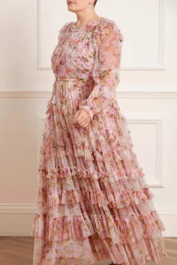 Needle and Thread Darling Meadow Ruffle Gown in Pink / Multi Size 20 for rent on The Volte - image 2