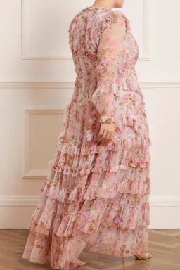 Needle and Thread Darling Meadow Ruffle Gown in Pink / Multi Size 20 for rent on The Volte - image 3