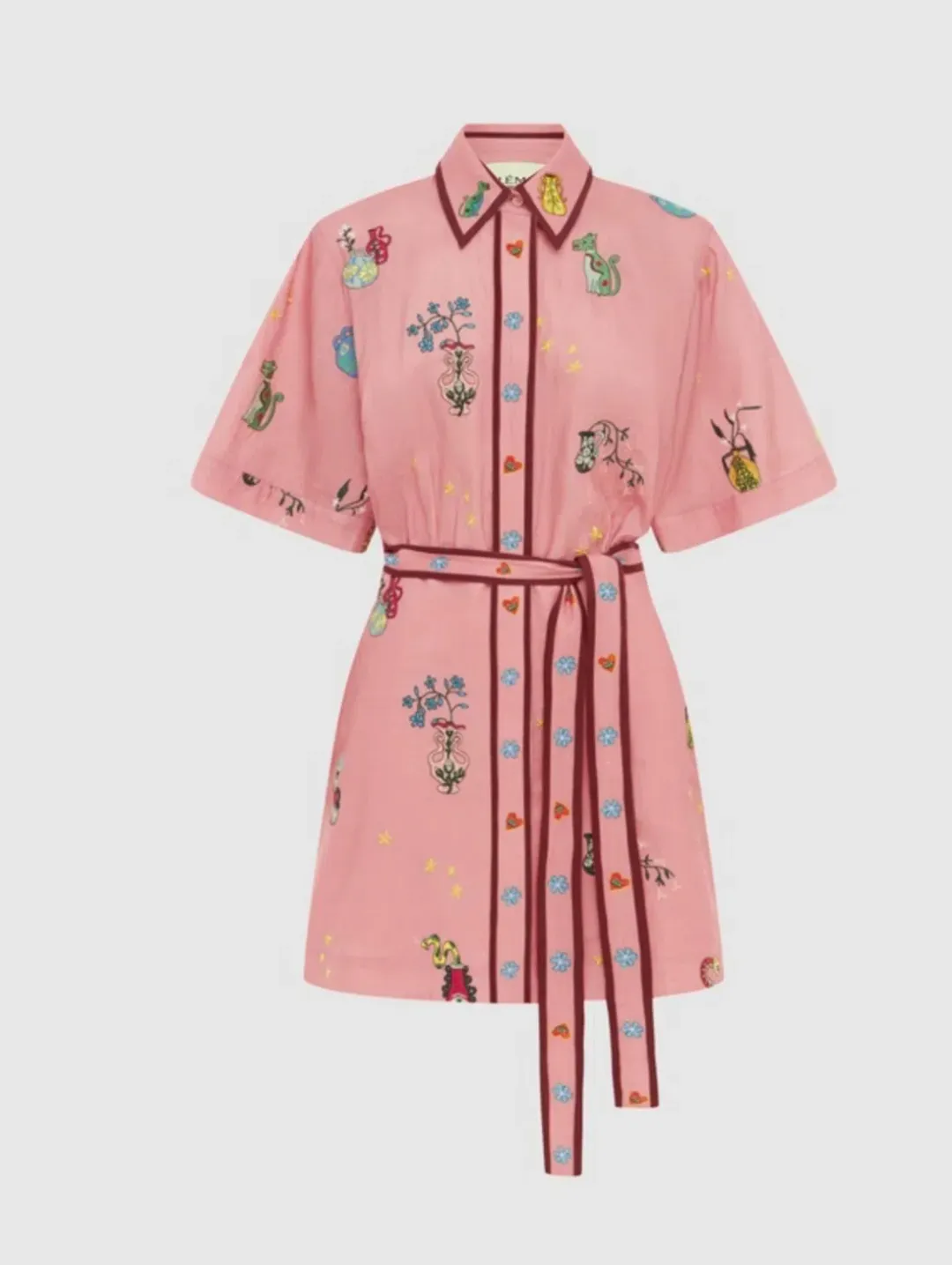 Alemais Timmy Embroidered Mini Dress Pink Size 10 for rent on The Volte - main image