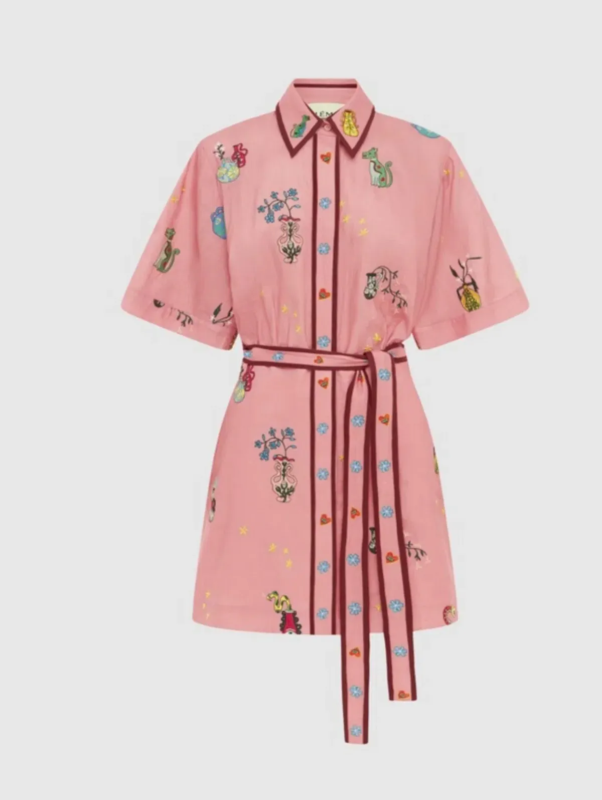 Alemais Timmy Embroidered Mini Dress Pink Size 10 - Image 4