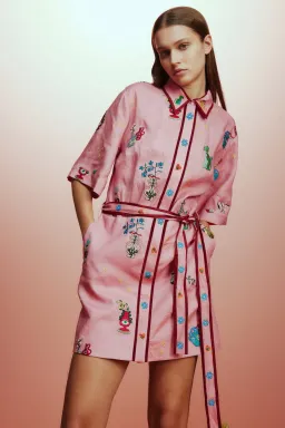 Alemais Timmy Embroidered Mini Dress Pink Size 12 for rent on The Volte - image 2