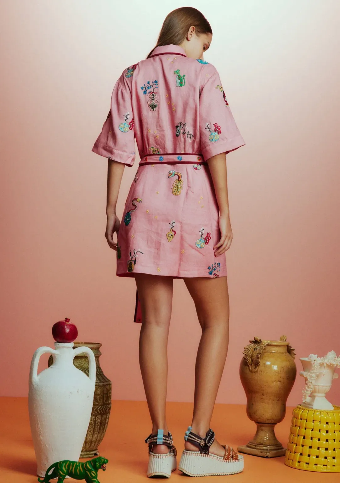 Alemais Timmy Embroidered Mini Dress Pink Size 16 for rent on The Volte - main image