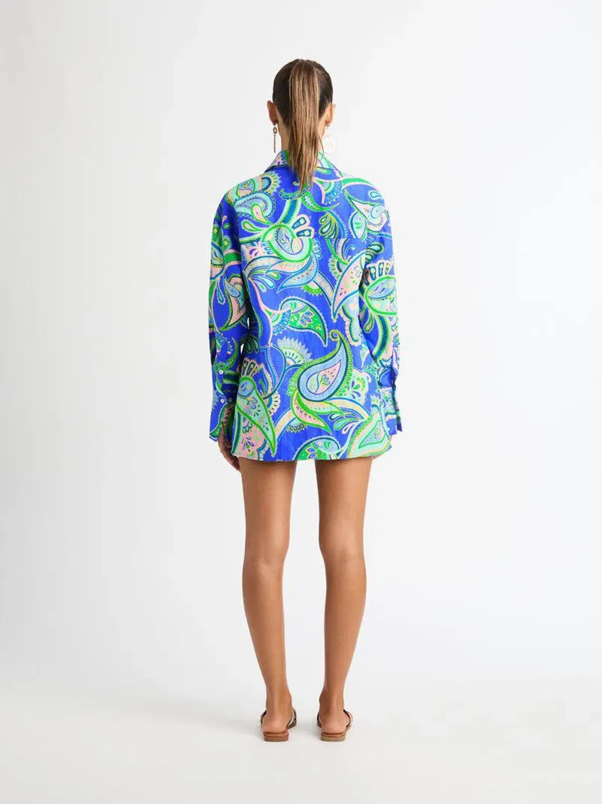 Sheike Balearic Sea Linen Shirt and Short Set Print Size 10 - Image 4