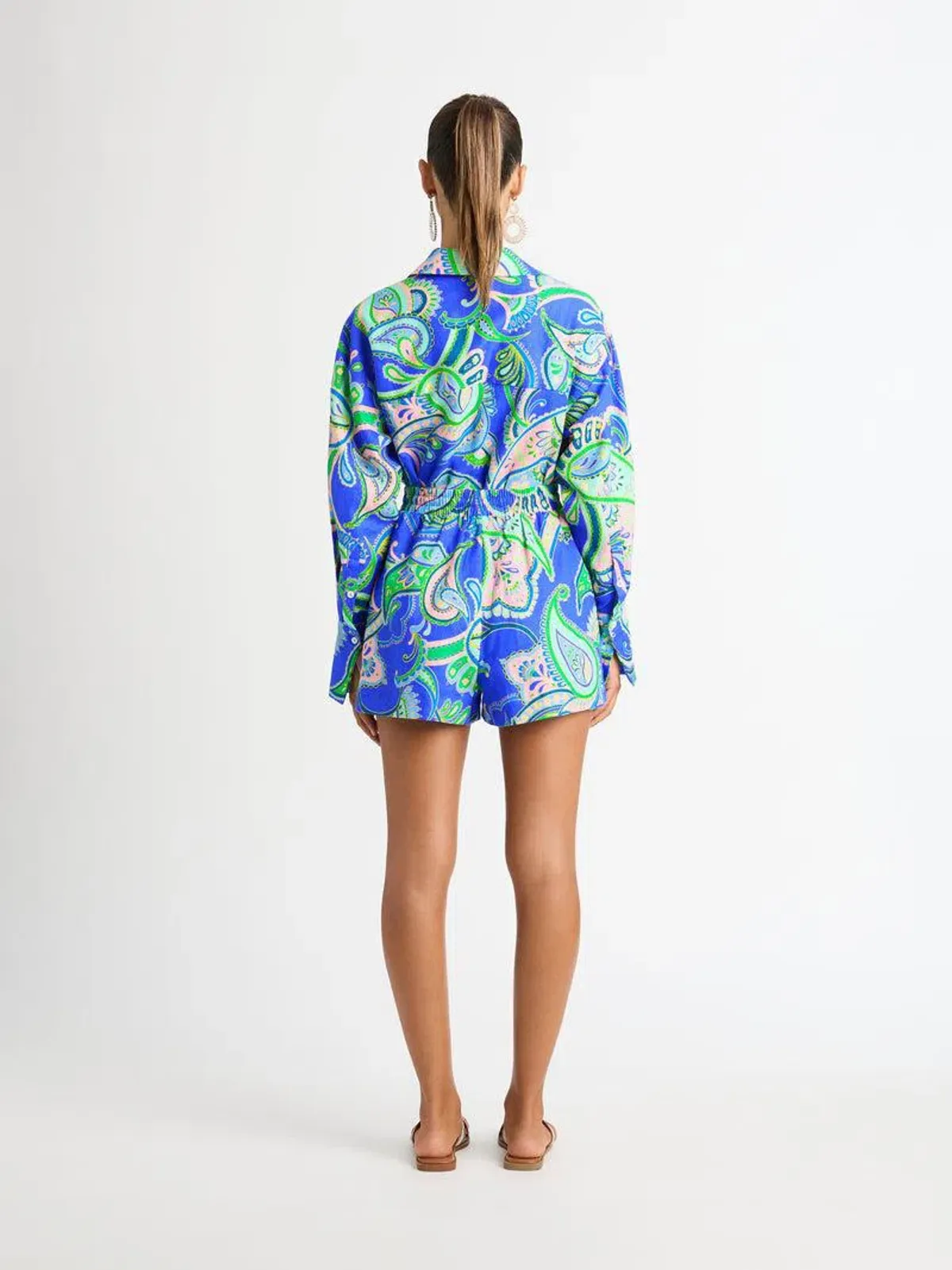 Sheike Balearic Sea Linen Shirt and Short Set Print Size 10 - Image 3