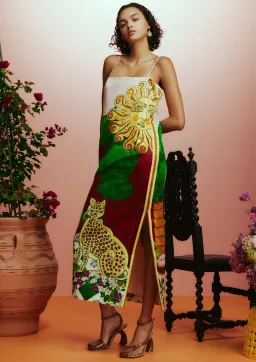 Alemais Tiger Slip Midi Dress Multi Size AU 12 for rent on The Volte - image 1